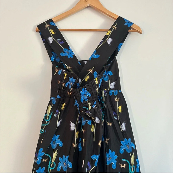 Borgo de Nor 100% Cotton Made in Italy Mila Floral Iris Black Maxi Dress Size:6 - Picture 4 of 7